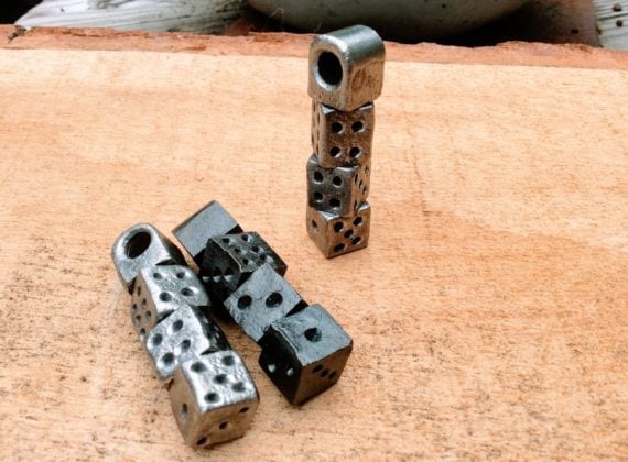 stacked dice forged steel keyrings